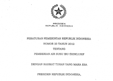 Download Peraturan Pemerintah Republik Indonesia Nomor 33 Tahun 2012 Tentang Pemberian Air Susu Ibu Ekslusif