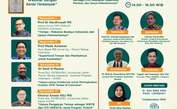 PERGIZI PANGAN Webinar Series 204 Spesial Hari Tempe Nasional Tema: Tempe sebagai Warisan Budaya Tak Benda (Intangible Cultural Heritage/ICH) Indonesia: Superfood, Manfaat, dan Upaya Pelestariannya