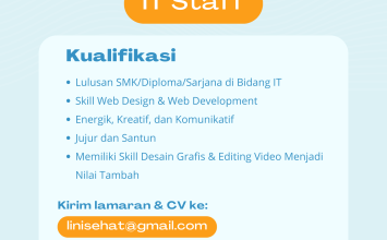 Lowongan Kerja IT Staff linisehat.com
